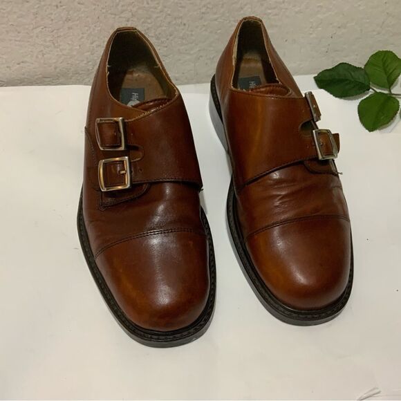 Hippopotamus Oxford Shoes Sz 9 double buckle  Brown Leather Lace Made Italy main image 15